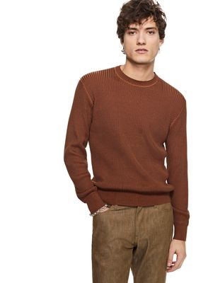 Ribbed Poor Boy Crewneck Sweater (Sepia Brown)-On This Day