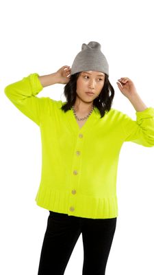 Cashmere-Blend Cardigan Sweater (Neon-Yellow)-On This Day