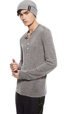 Superfine Wool Henley Sweater (Grey Heather)-ON THIS DAY