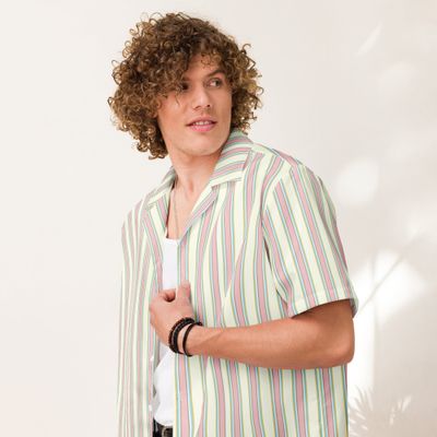 Old Money Beach Club Luxury Performance button shirt- Tropical Seas Clothing