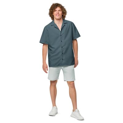 Labelless Stormy Squall Blue Button Down Camp Shirt- Tropical Seas Clothing