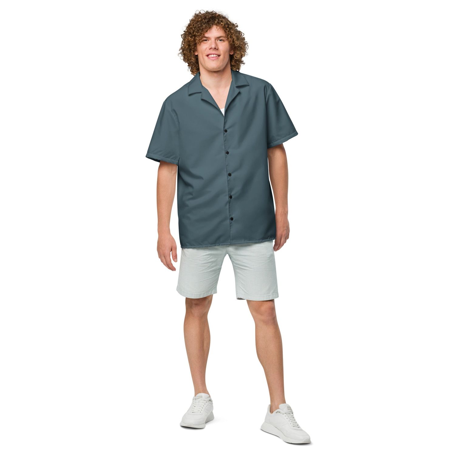 Labelless Stormy Squall Blue Button Down Camp Shirt- Tropical Seas Clothing