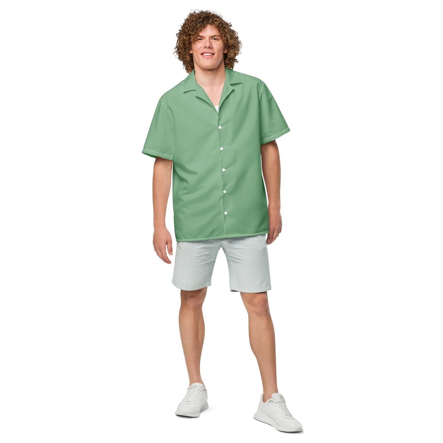 Labelless Palm Green Button Down Camp Shirt- Tropical Seas Clothing