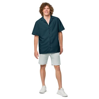 Labelless Dark Seas Blue Button Down Camp Shirt- Tropical Seas Clothing