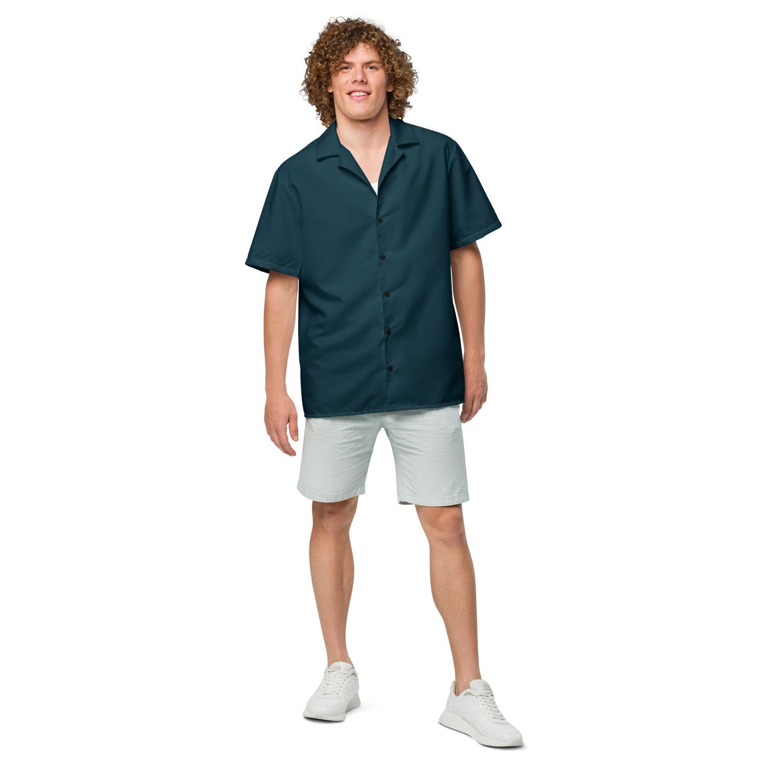 Labelless Dark Seas Blue Button Down Camp Shirt- Tropical Seas Clothing
