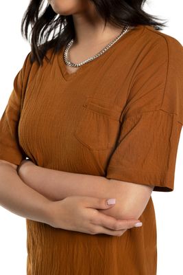 Crinkle Cotton Relaxed V-Neck (Copper)– ON THIS DAY