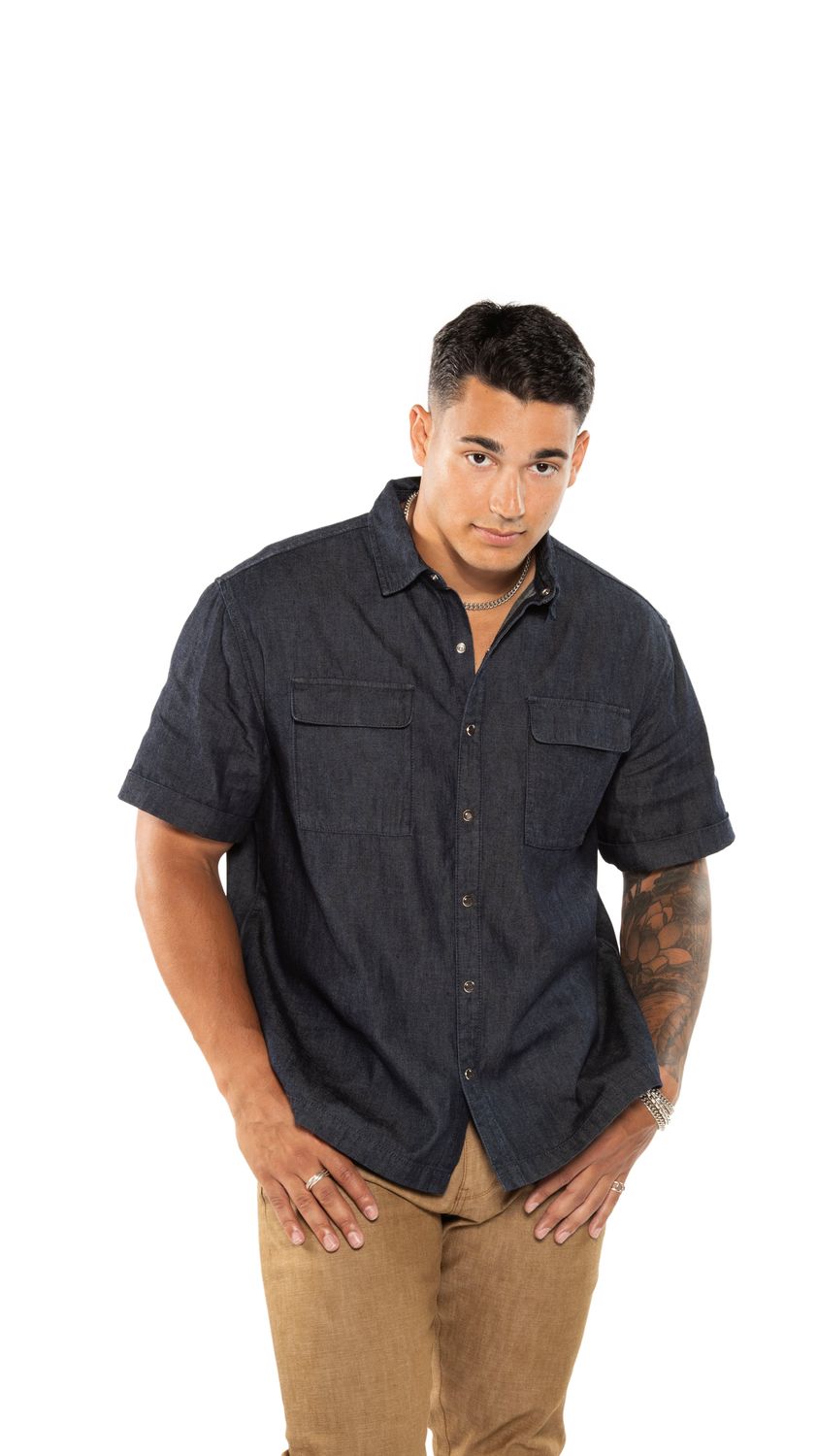 Indigo Denim Short Sleeve Buttoned Shirt– ON THIS DAY