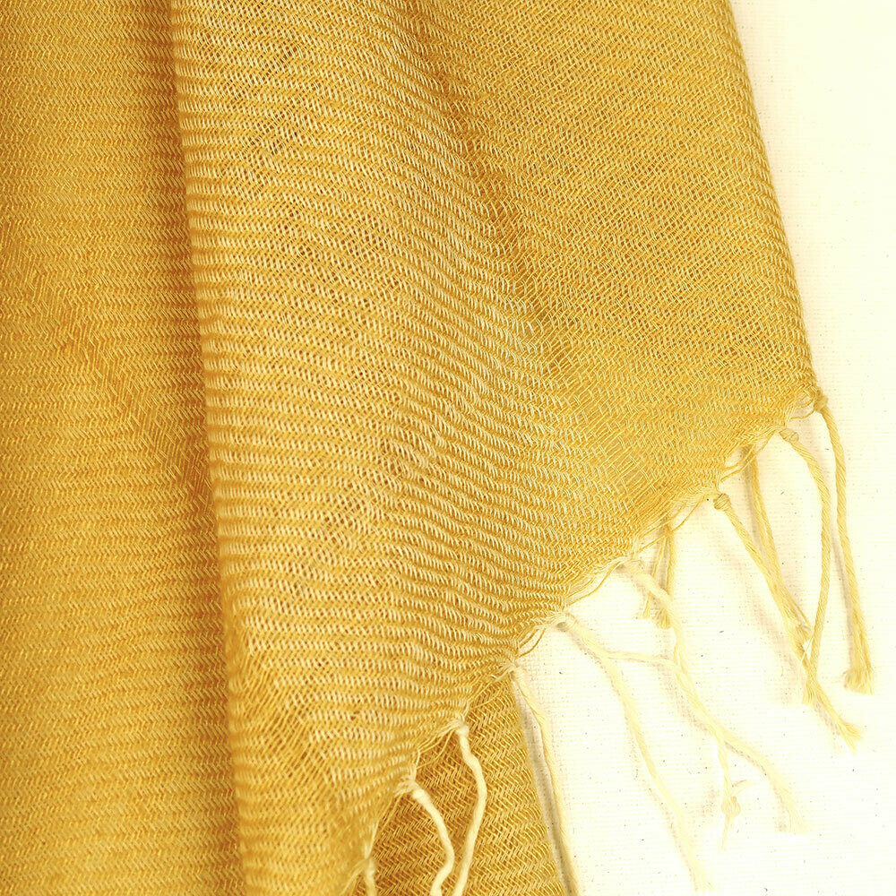 Hand-woven cotton and eri-silk stole dyed with tesu