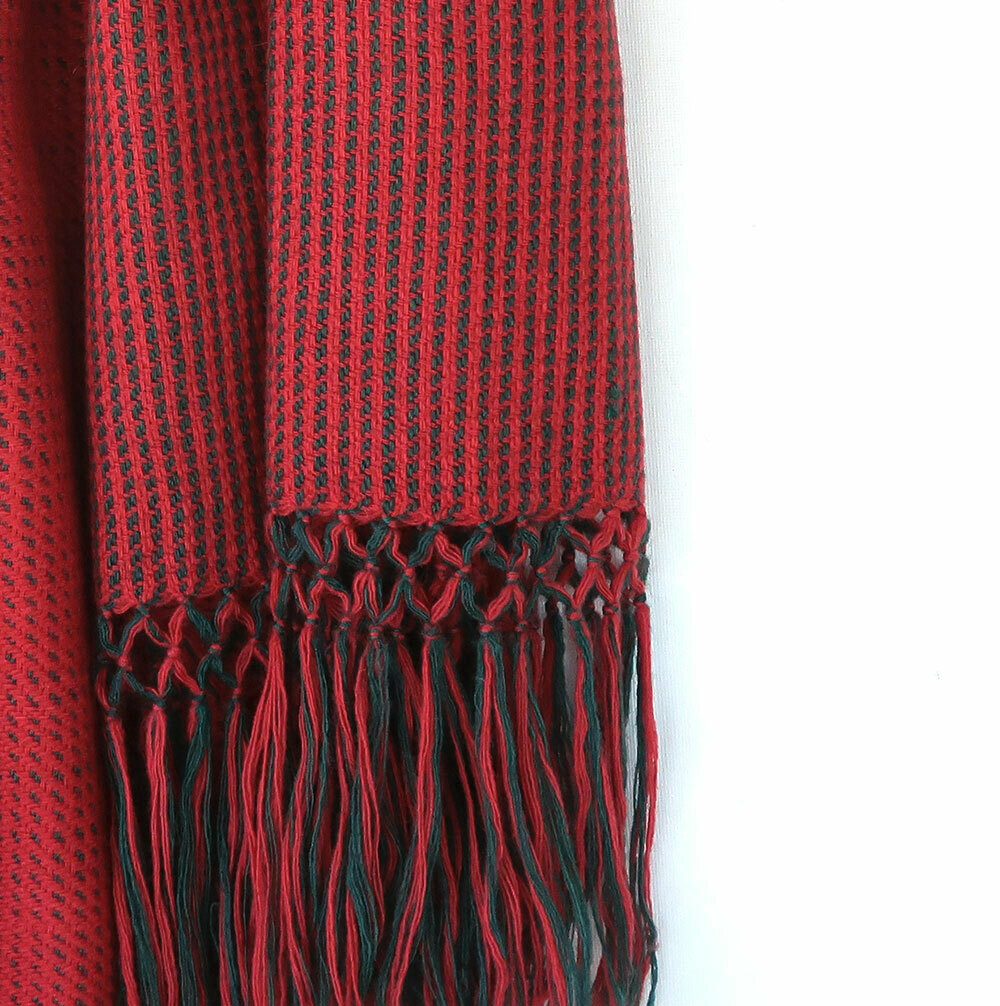 Hand-woven woollen stole dyed with indigo, madder and tesu