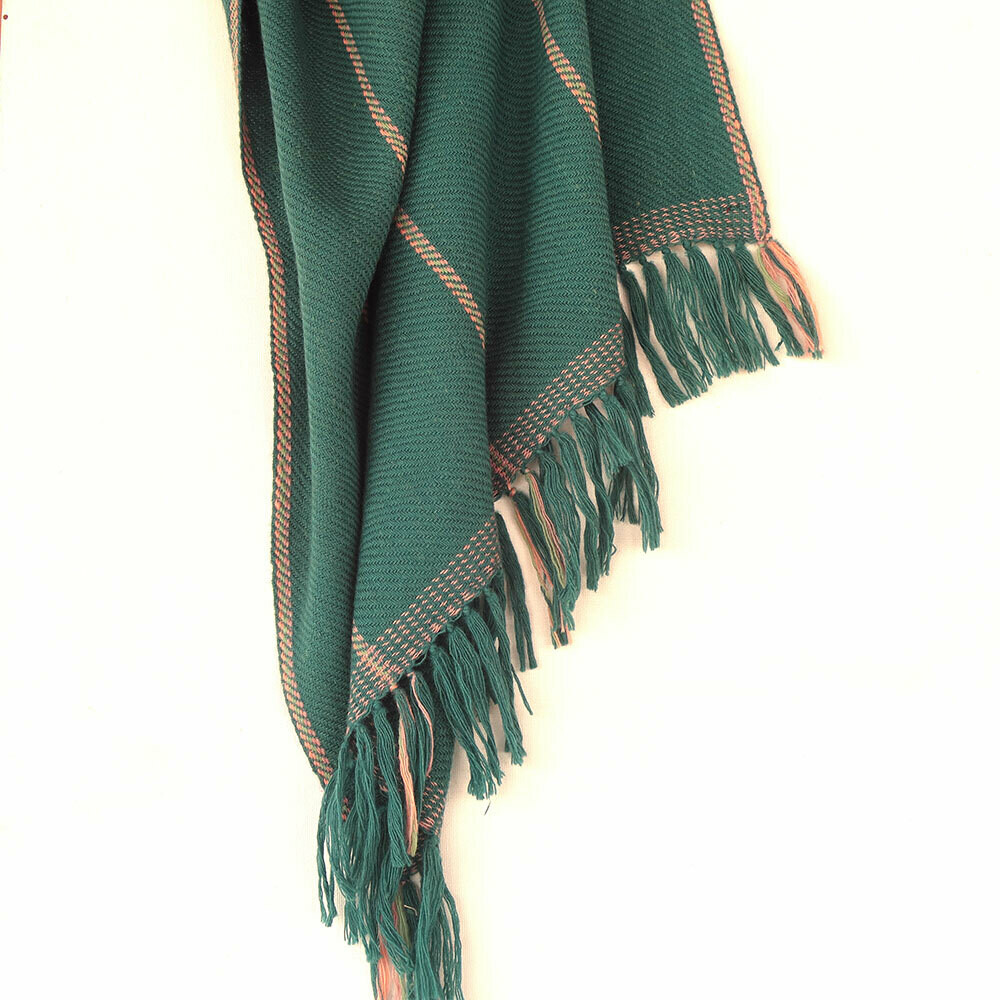 Handwoven Woollen Stole Dyed with Indigo, Tesu and Shellac