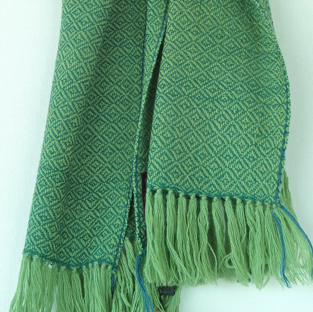 Handwoven Woollen Scarf Dyed with Indigo and Tesu
