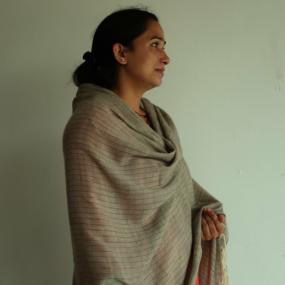 Hand-woven Pashmina Shawl dyed with Harada and tea