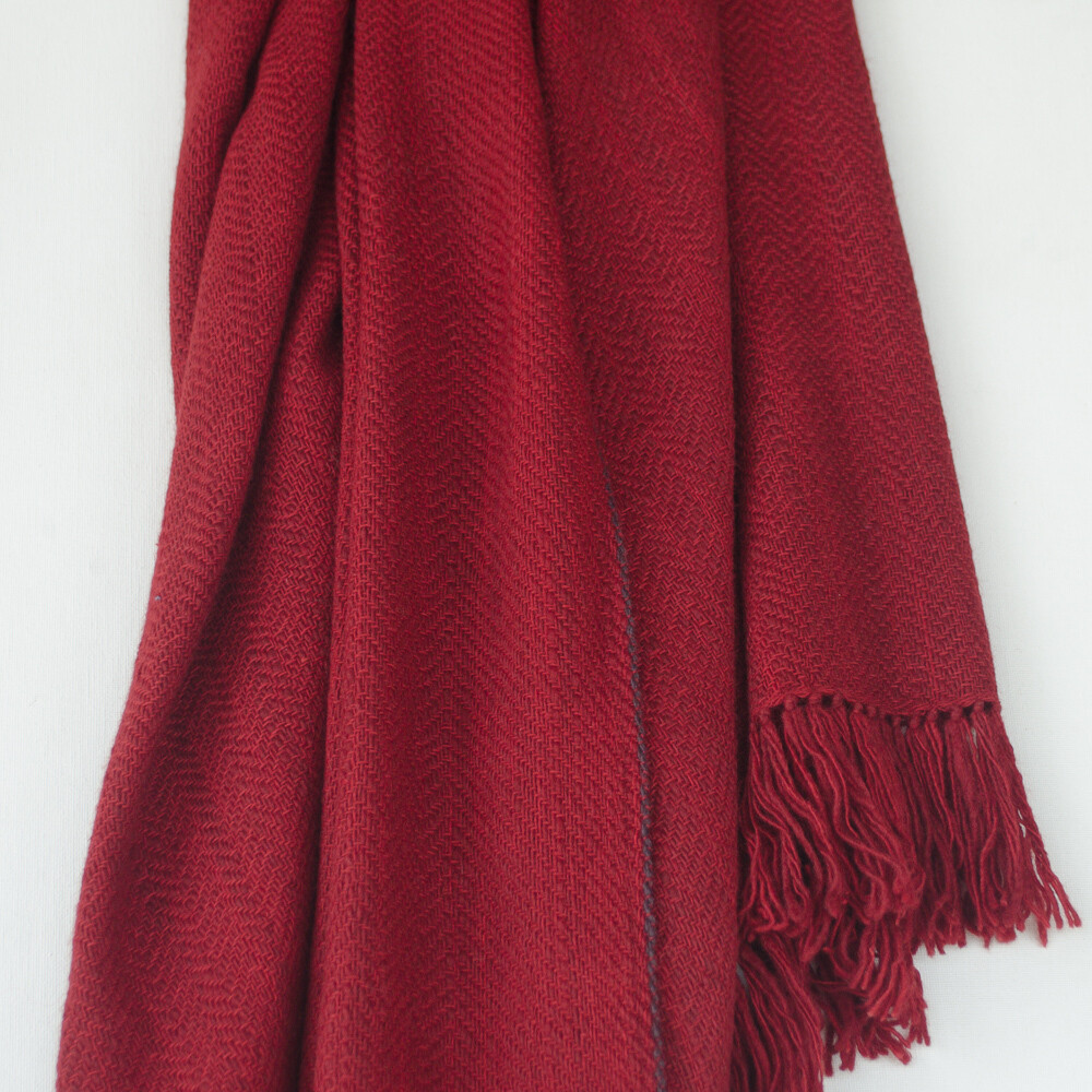Woolen Shawl Hand Spun and Handwoven Dyed with Madder and shellac
