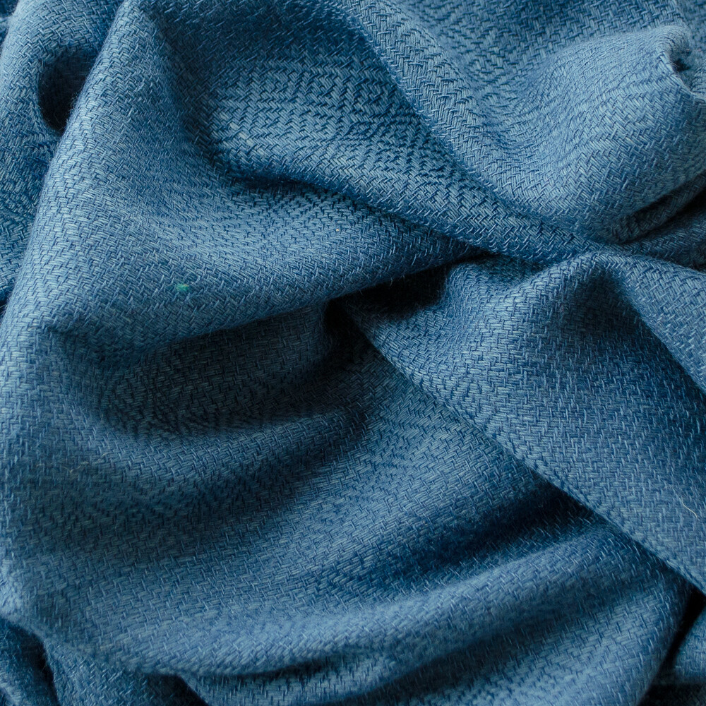 Hand-woven stole wool and eri silk dyed with indigo