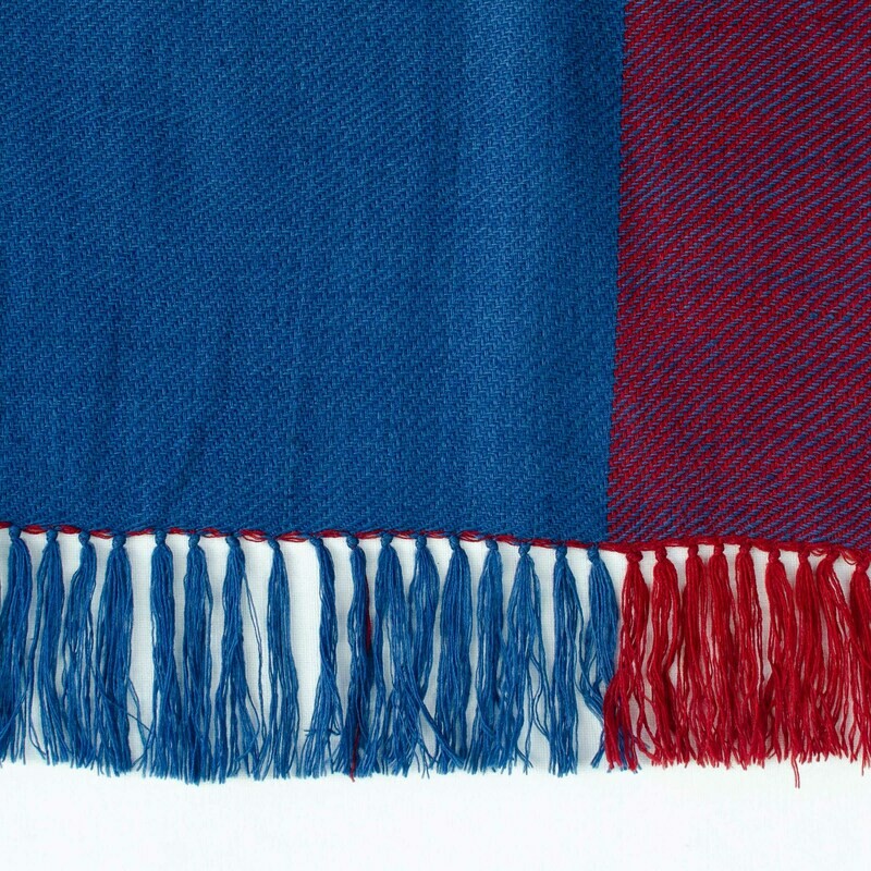 Hand-woven woollen stole dyed with indigo and madder