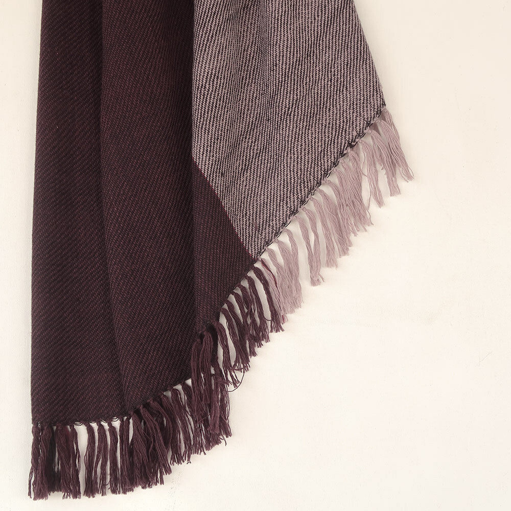 Hand-woven woollen shawl dyed with sappanwood and shellac
