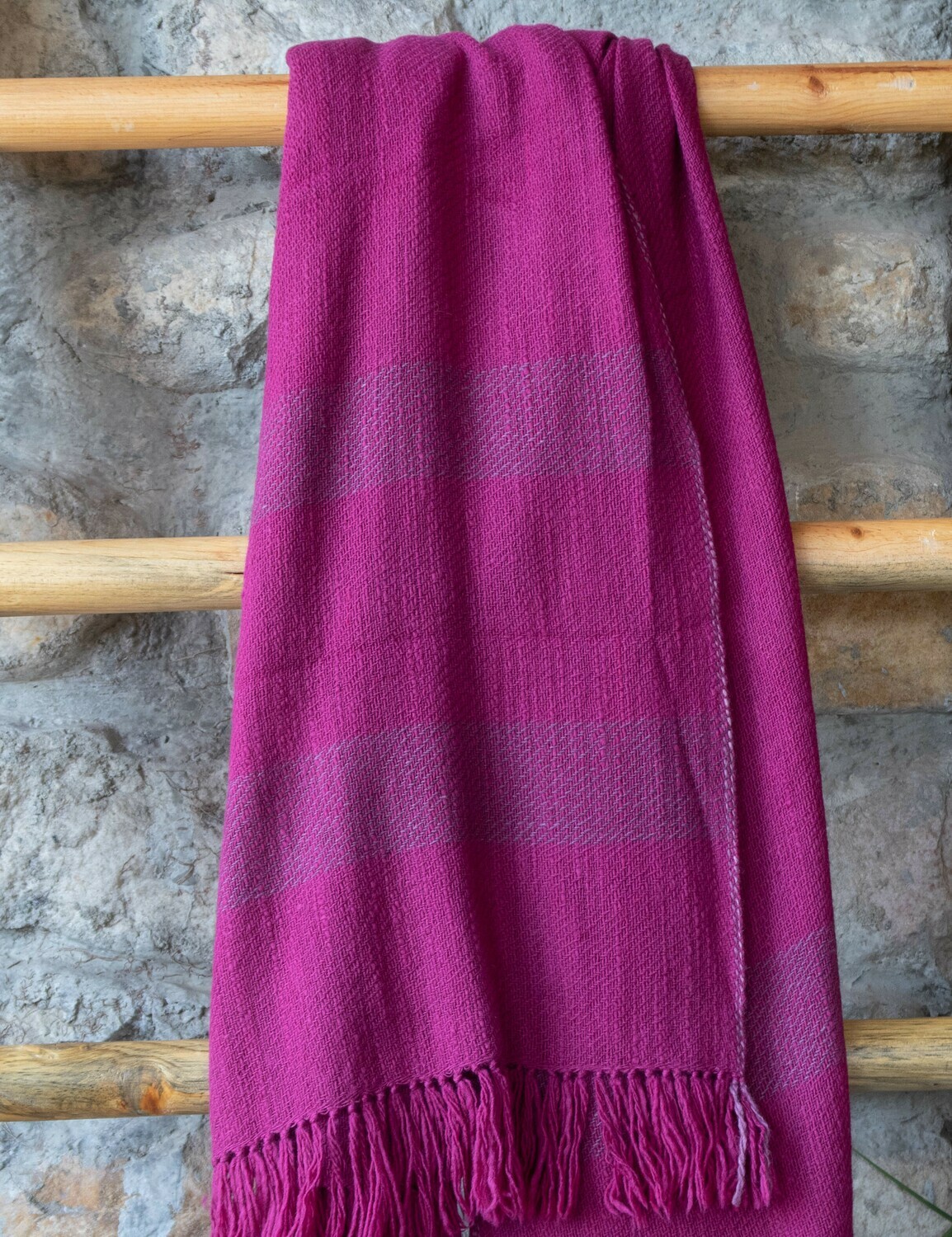 Woolen Shawl Hand Spun and Handwoven Dyed with Madder and sappanwood