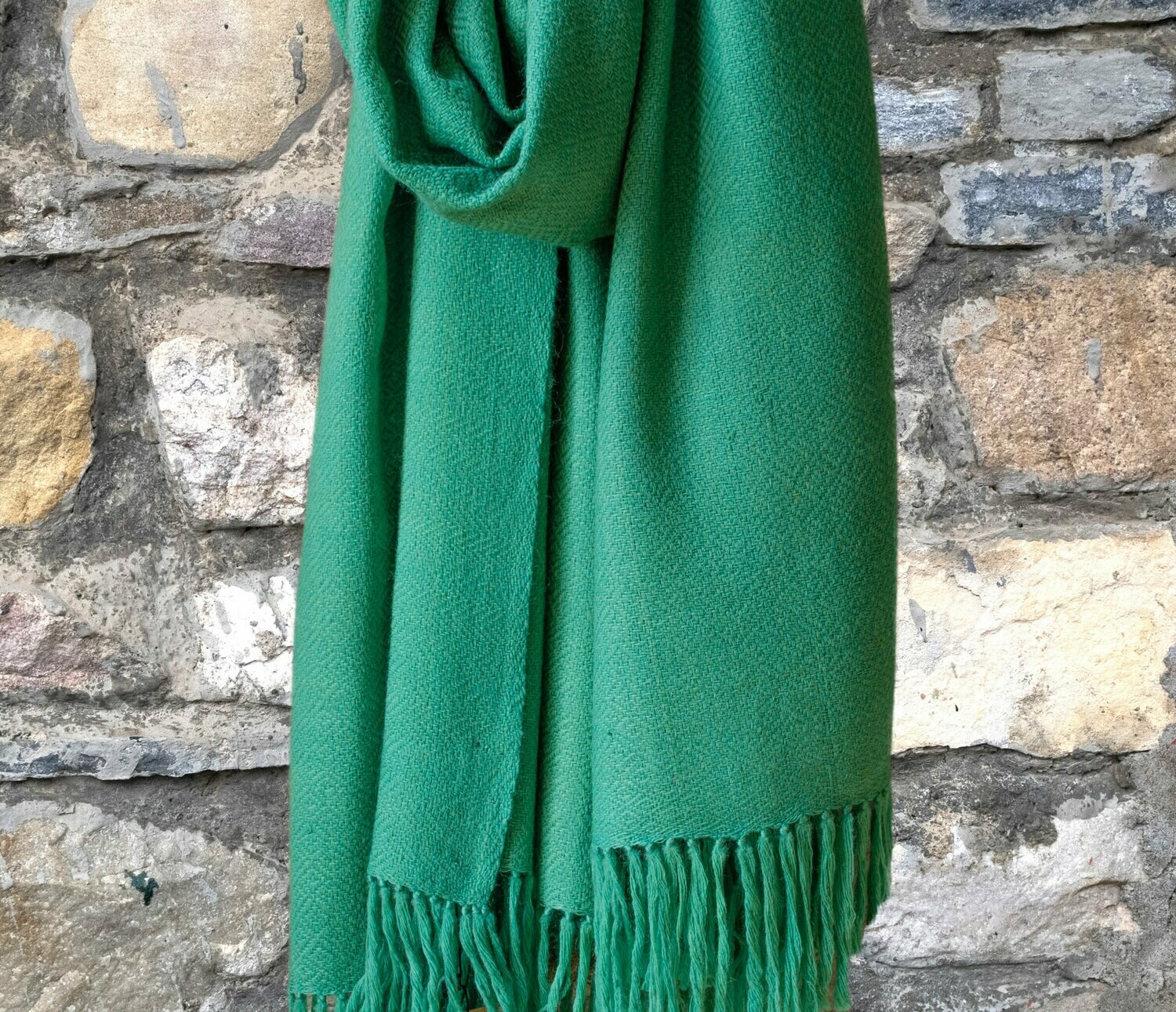 Hand-woven woollen stole dyed with Indigo and Tesu