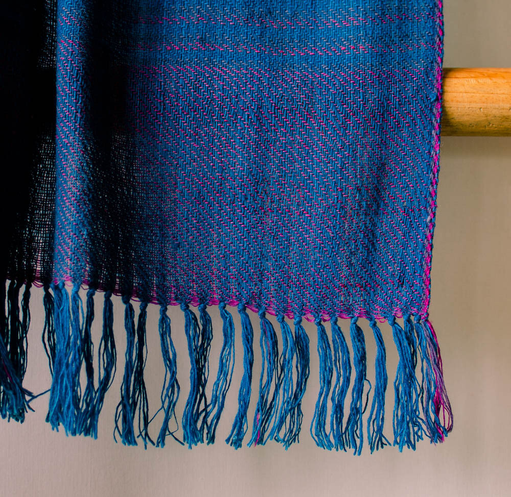 Woollen Stole Hand Spun and Handwoven Dyed with indigo, shellac, tesu and sappanwood