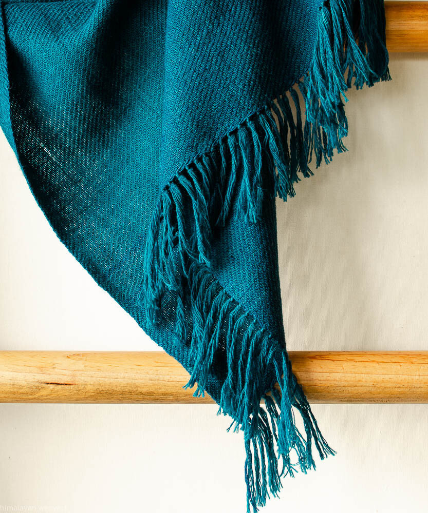 Hand-woven woollen stole (small) dyed with indigo