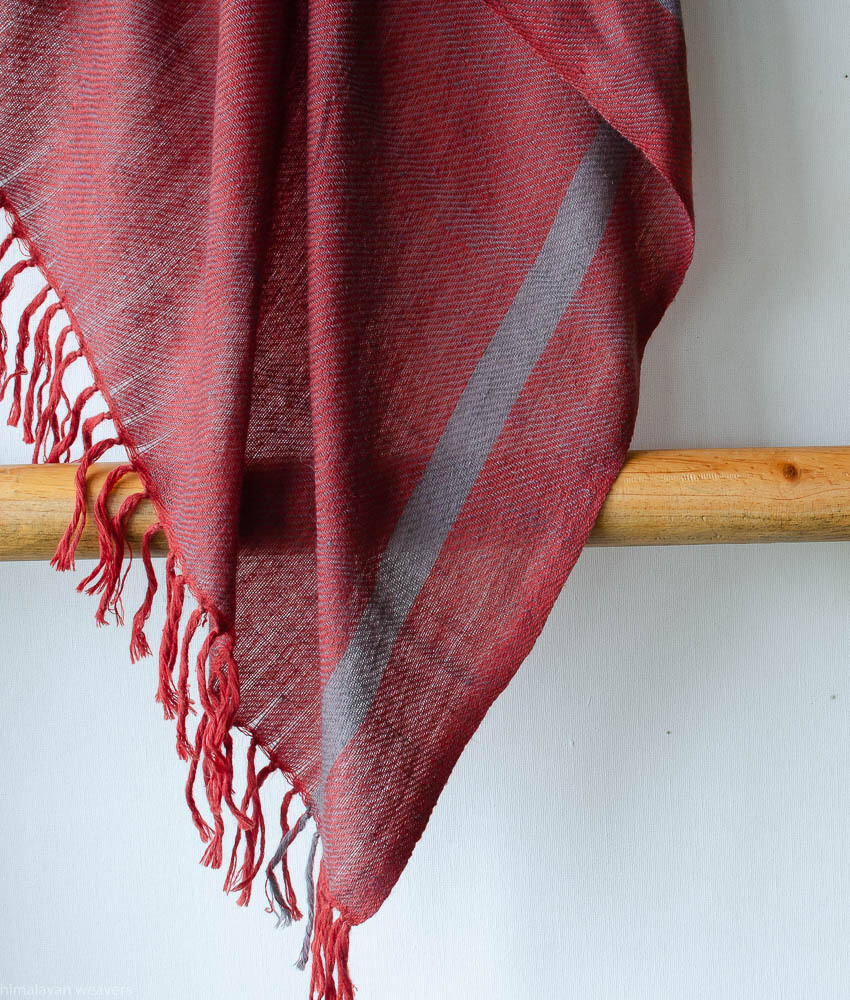 Hand-woven Pashmina Shawl dyed with madder and harada