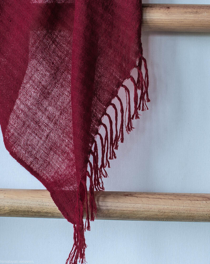 Hand-woven Pashmina Shawl dyed with madder