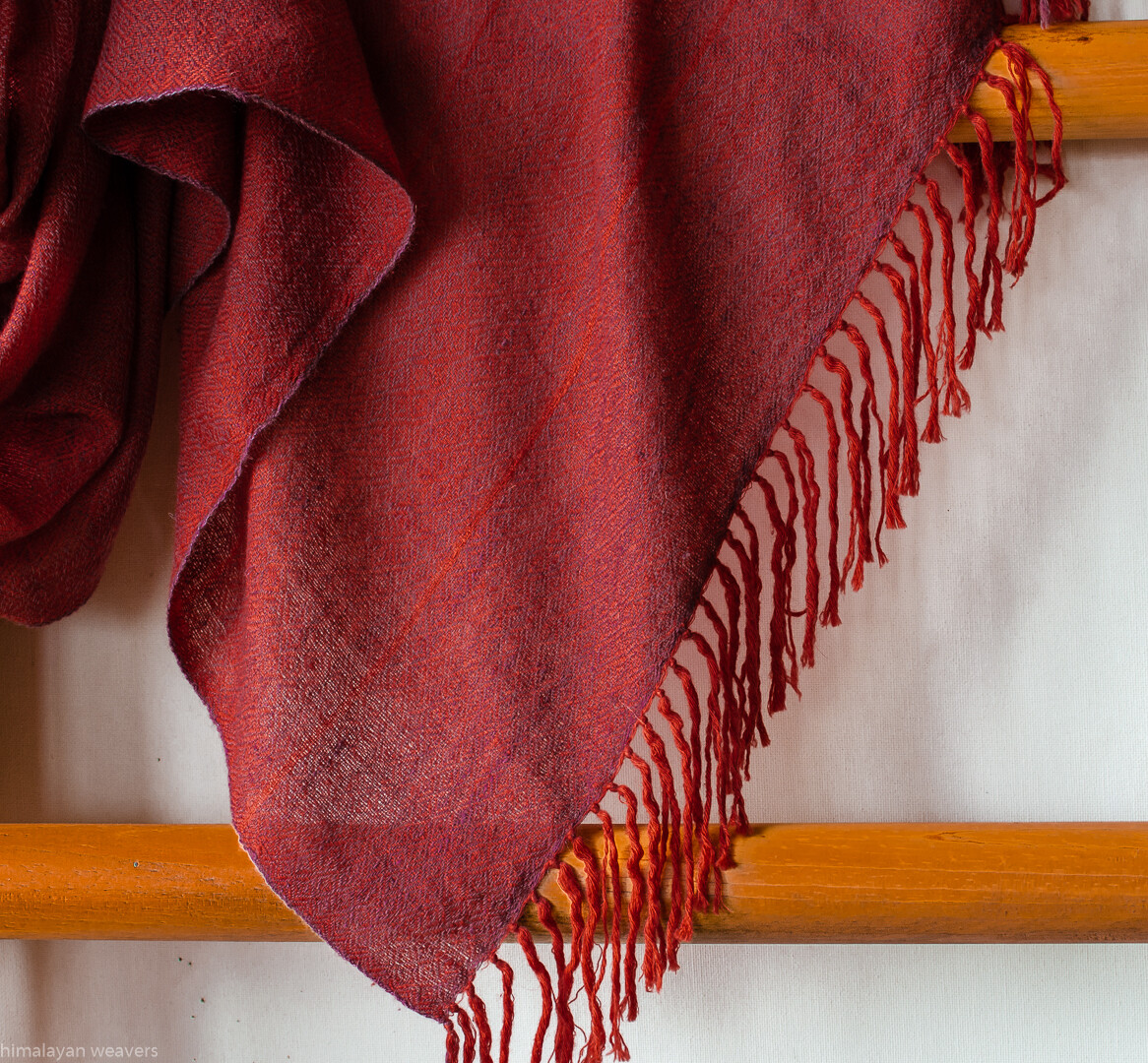 Hand-woven Pashmina Stole dyed with madder and shellac