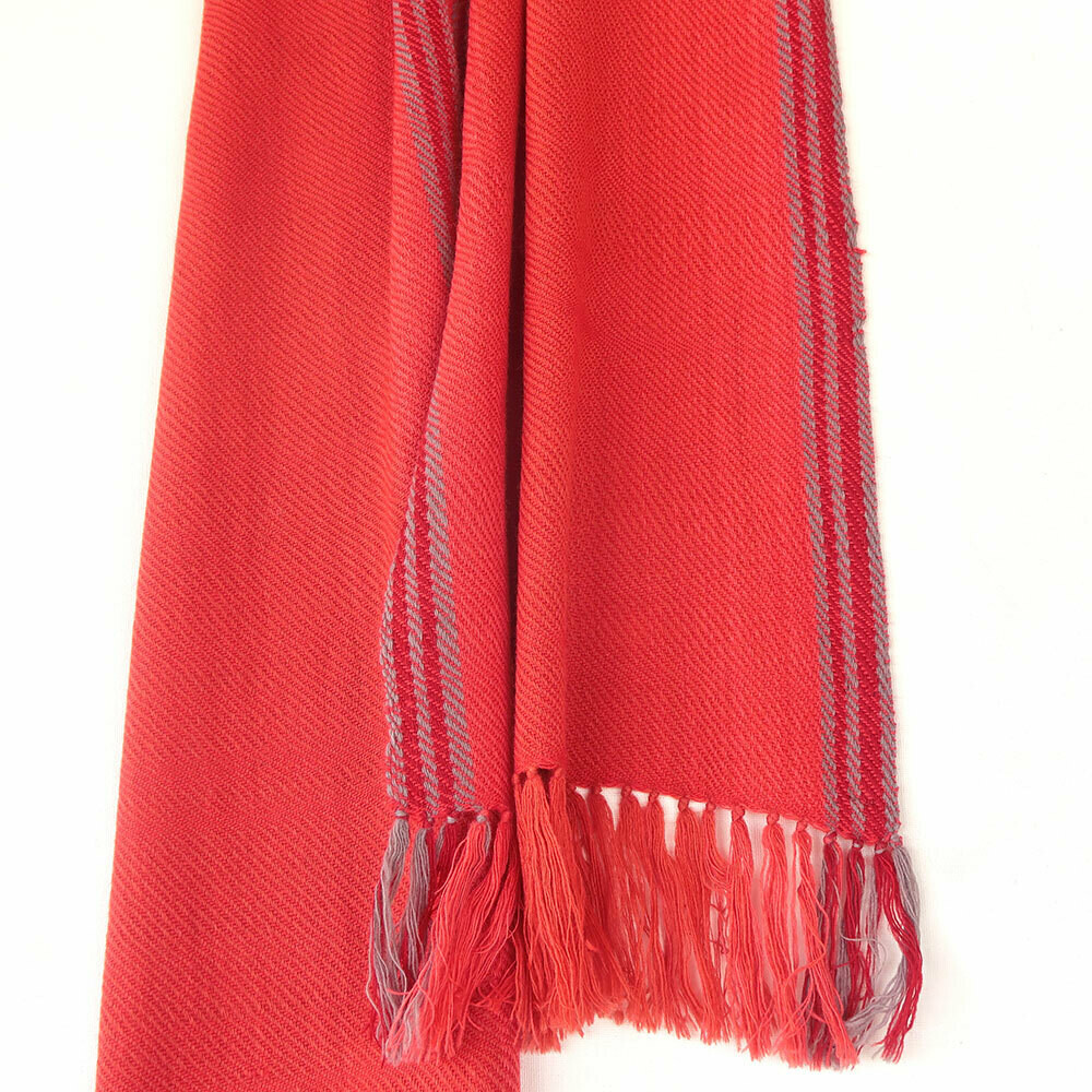 Handwoven Woollen Scarf Dyed with Madder, Sappanwood and Harada