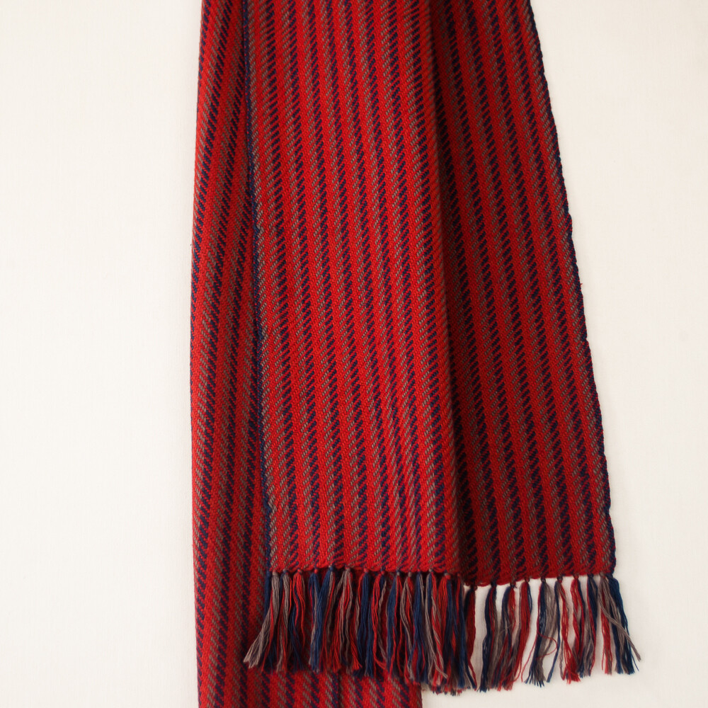 Handwoven Woollen Scarf Dyed with Madder, indigo and Harada