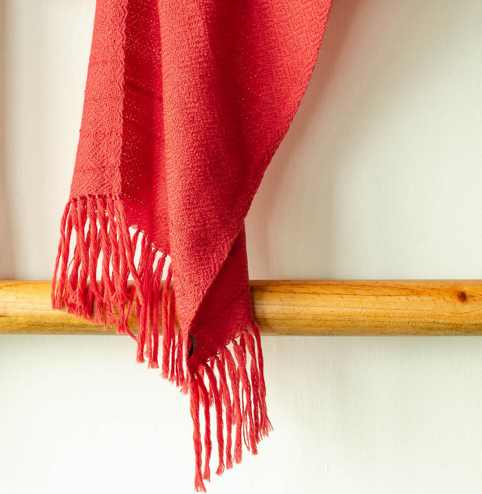 Handwoven Woollen Scarf Dyed with madder