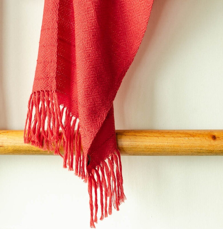 Handwoven Woollen Scarf Dyed with madder Handwoven Woollen Scarf Dyed with madder