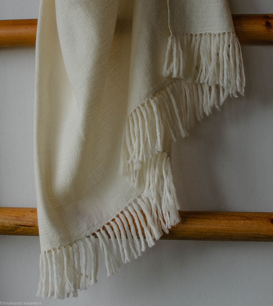 Hand-woven stole wool and eri silk undyed