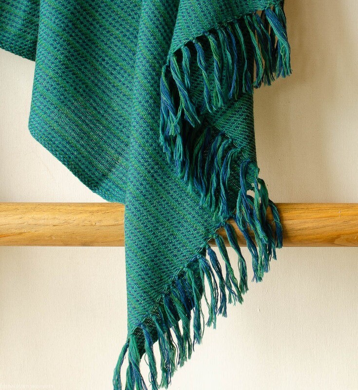 Hand-woven woolen stole dyed with indigo and tesu flowers