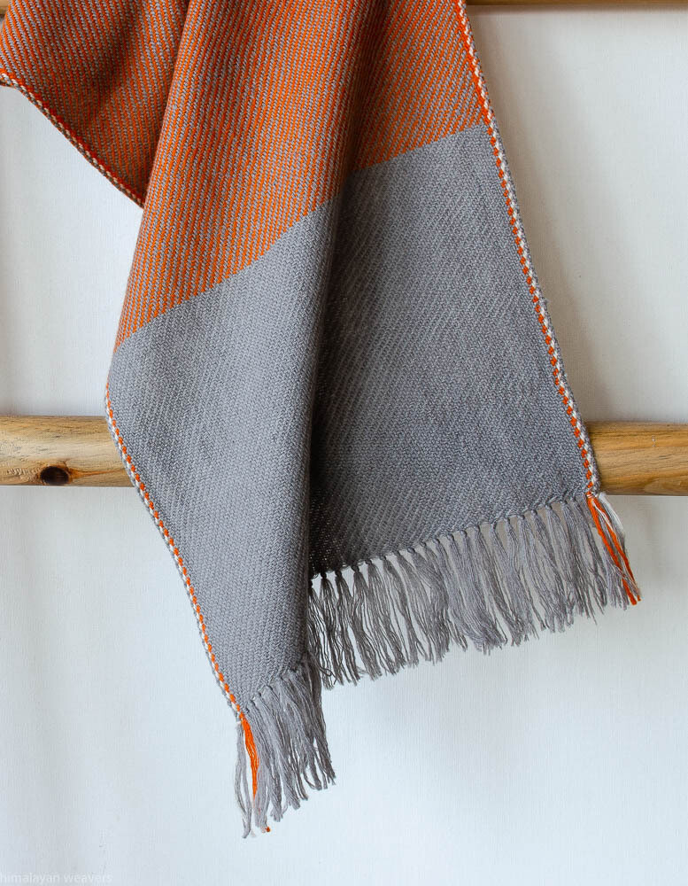 Handwoven Woollen Scarf Dyed with tea, tesu flowers and harada