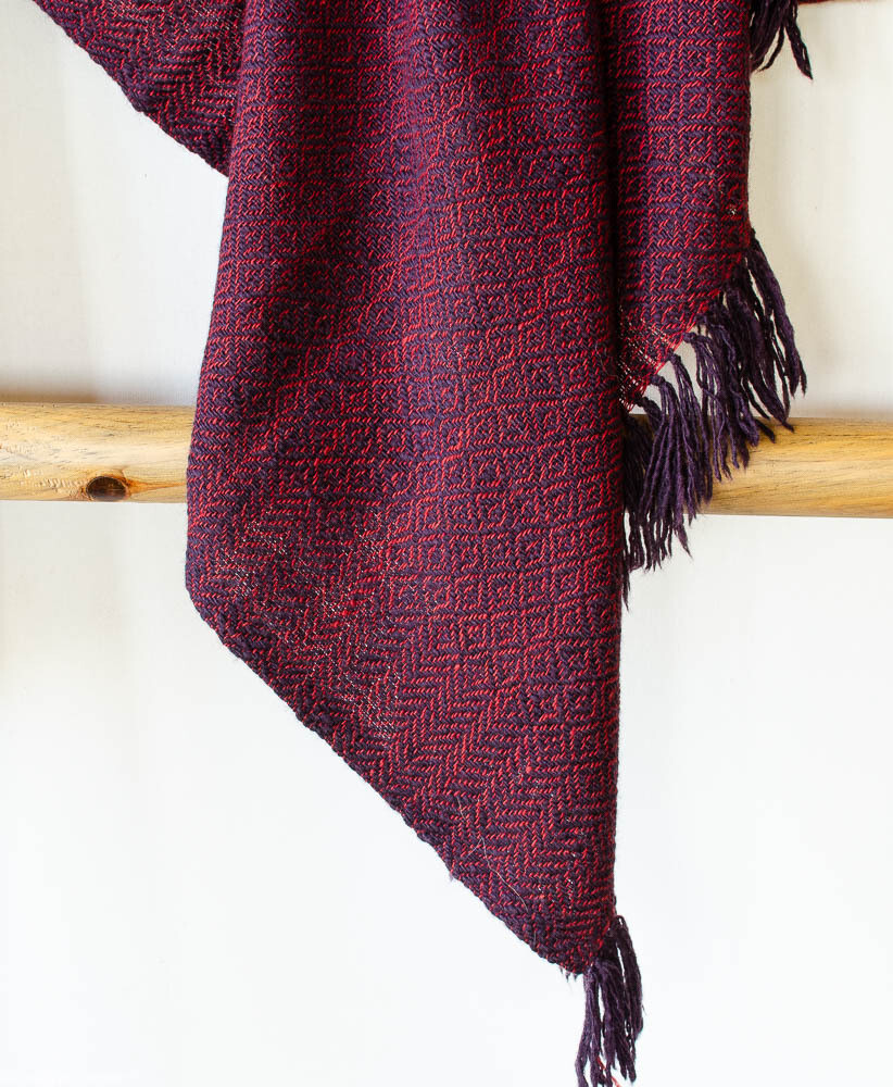 Woolen Shawl Hand Spun and Handwoven Dyed with madder and sappanwood