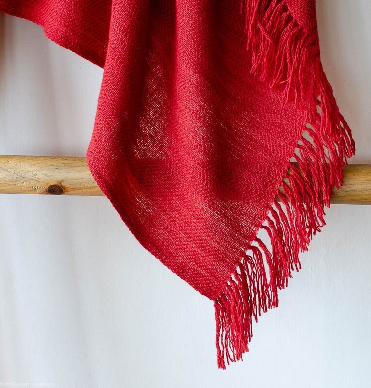 Woolen Shawl Hand Spun and Handwoven Dyed with madder