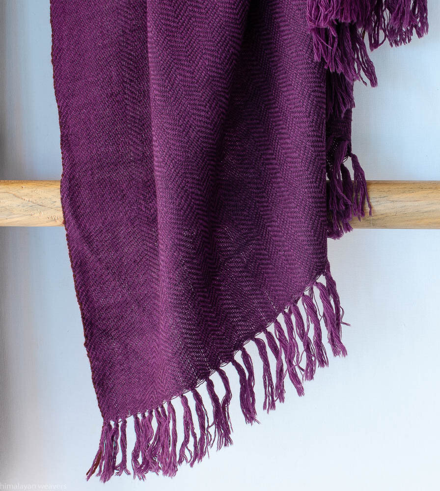 Hand-woven woolen shawl dyed with madder and shellac
