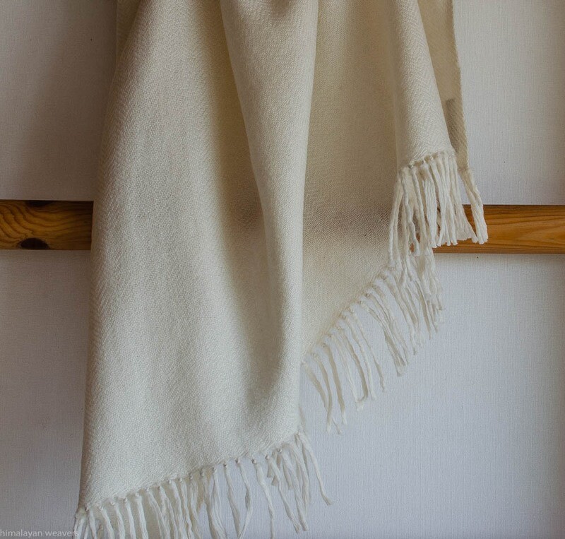 Hand-woven Shawl wool undyed