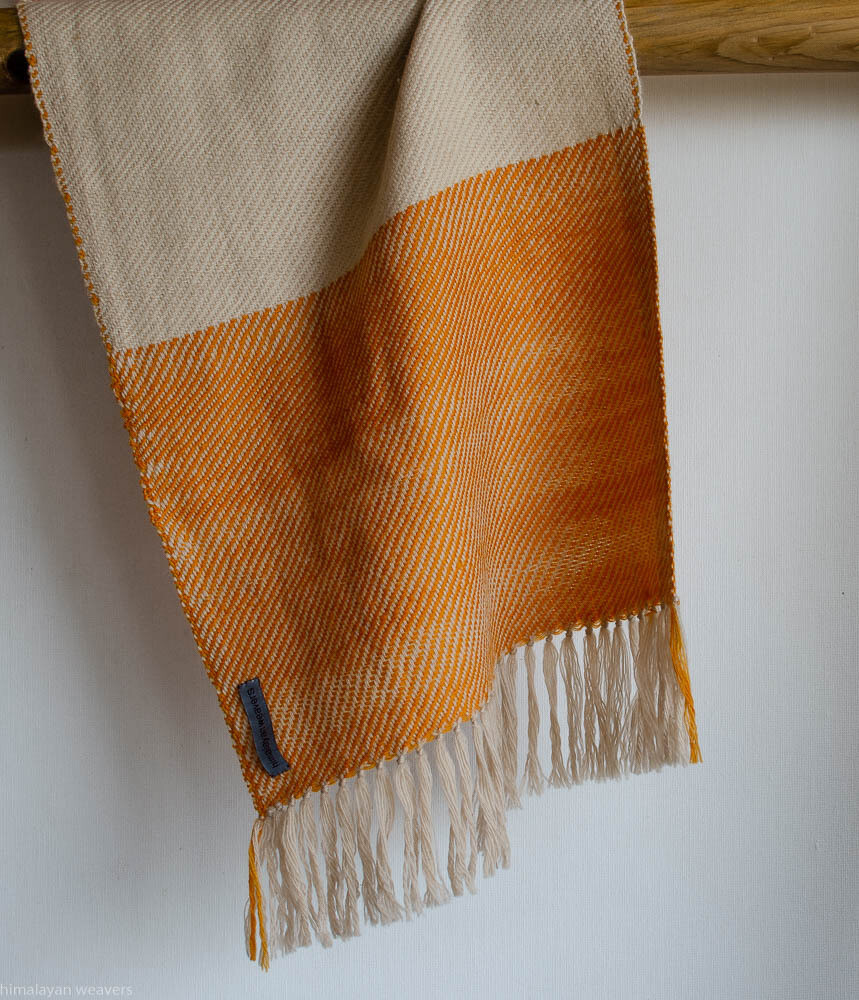 Handwoven Woollen Scarf Dyed with tesu flowers and tea