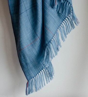 Hand-woven woolen shawl dyed with indigo Hand-woven woolen shawl dyed with indigo