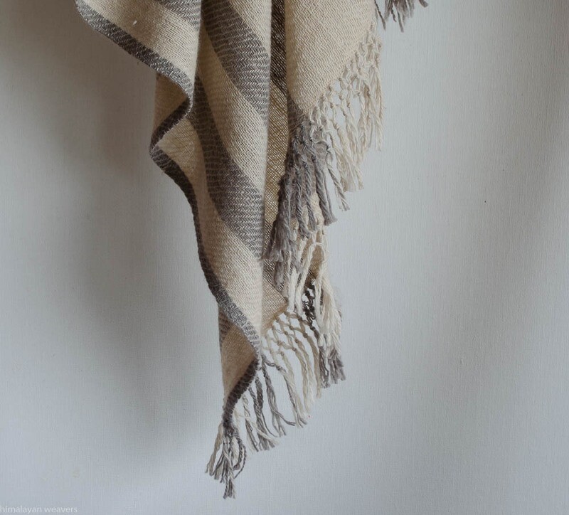 Woolen Shawl Hand Spun and Handwoven Dyed with tea and harada