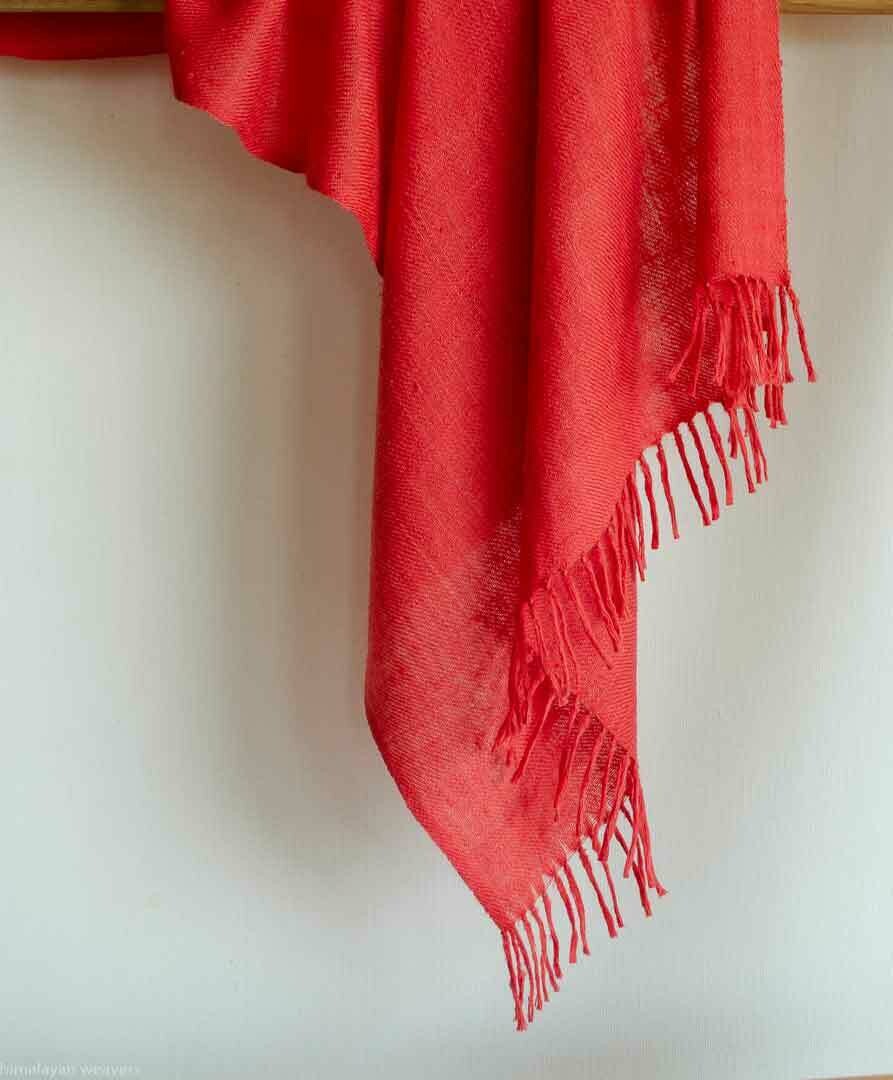 Hand-woven Pashmina Stole dyed with sappanwood