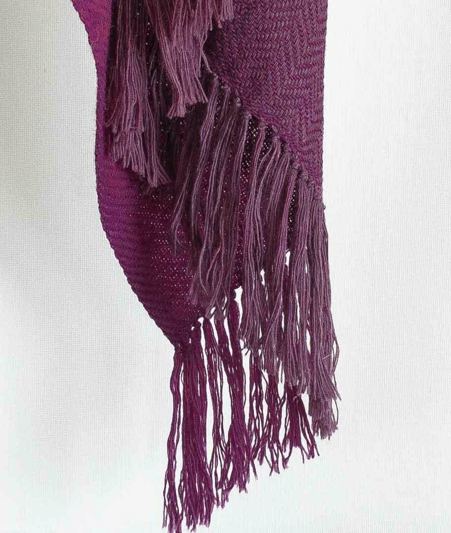 Hand-woven woolen stole dyed with sappanwood