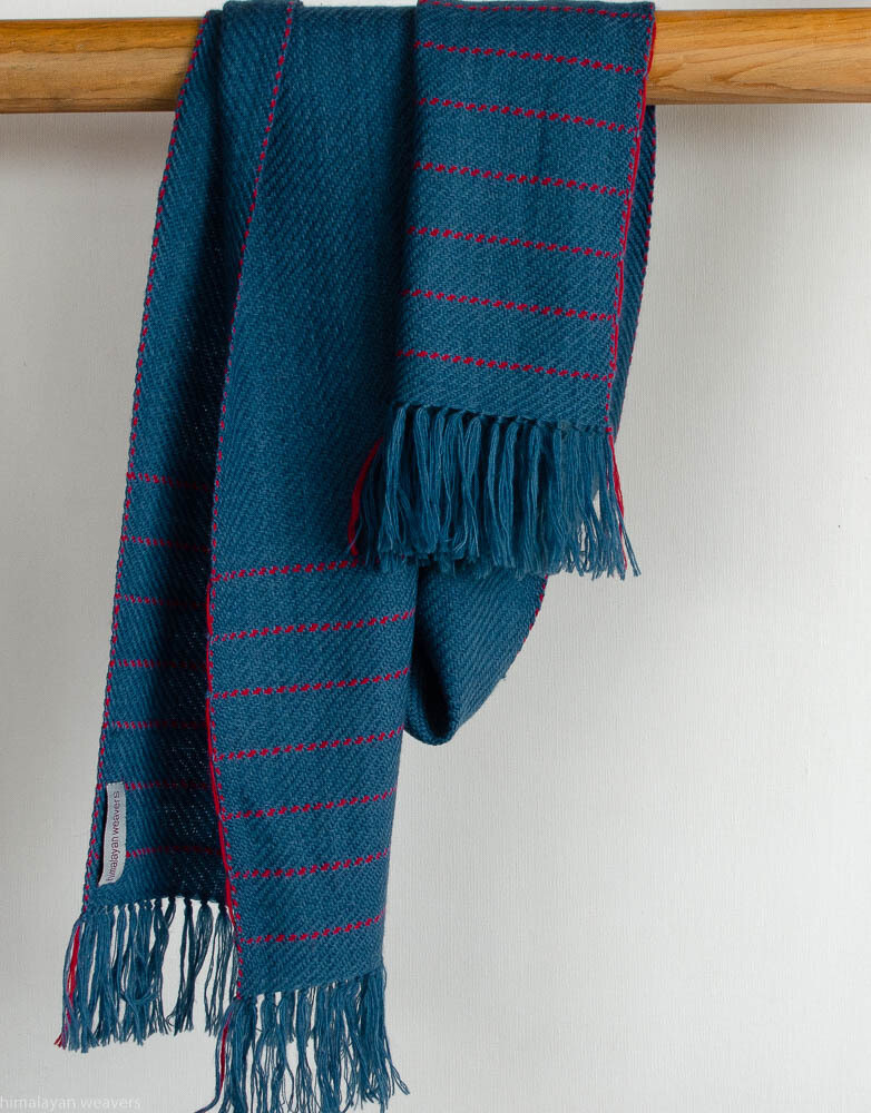 Small Handwoven Woollen Scarf Dyed with indigo and sappanwood