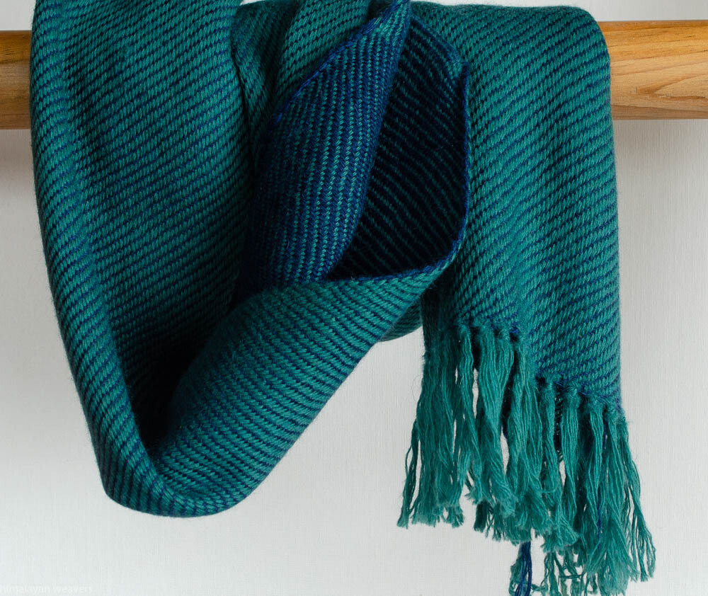 Handwoven Woollen Scarf Dyed with indigo and tesu flowers