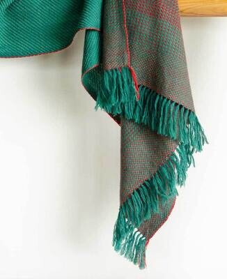 Hand-woven woolen stole dyed with madder indigo and tesu flowers