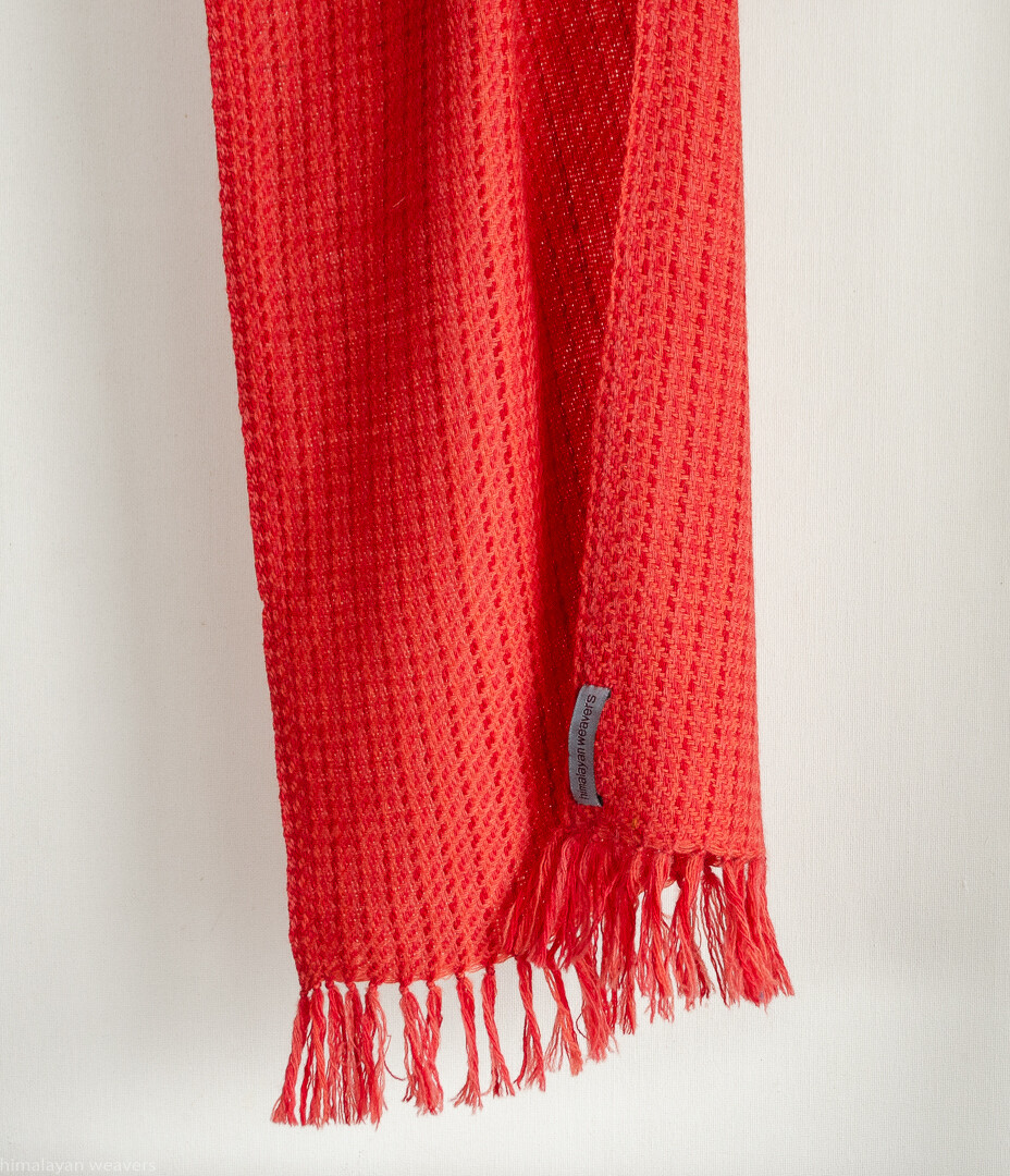 Handwoven Woollen Scarf Dyed with madder
