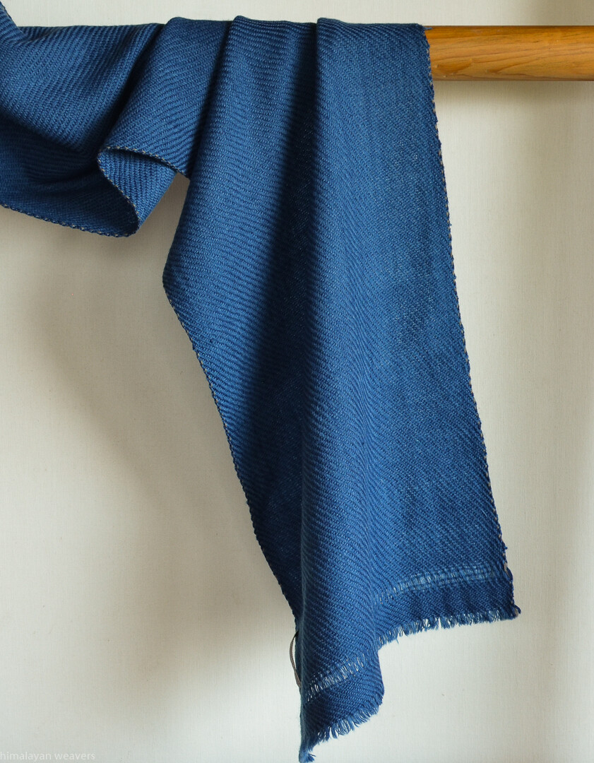 Handwoven Woollen Scarf Dyed with indigo and harada