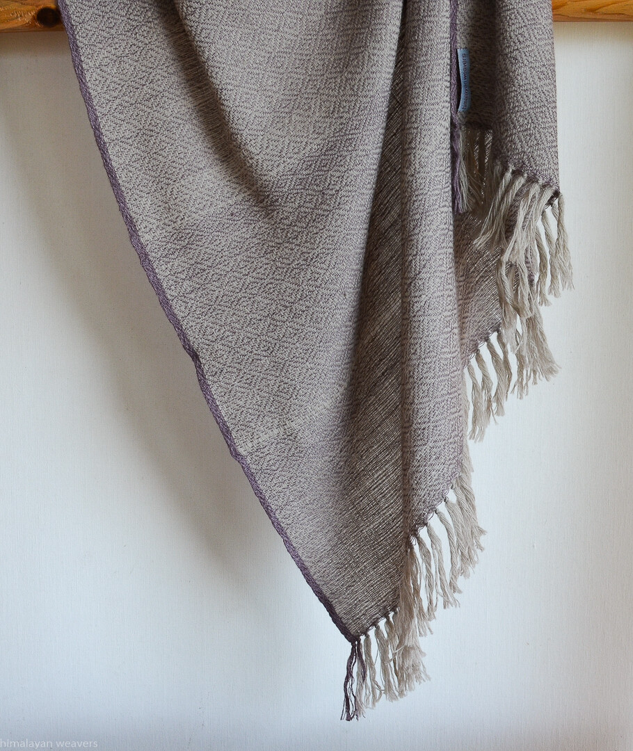 Hand-woven stole wool and eri silk dyed with harada and shellac