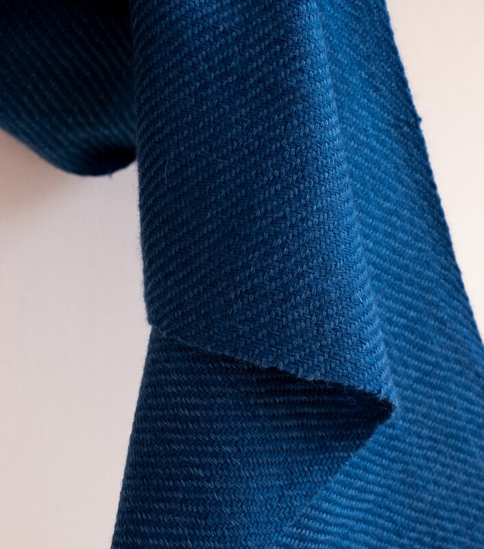 Handwoven Woollen Scarf Dyed with indigo Handwoven Woollen Scarf Dyed with indigo